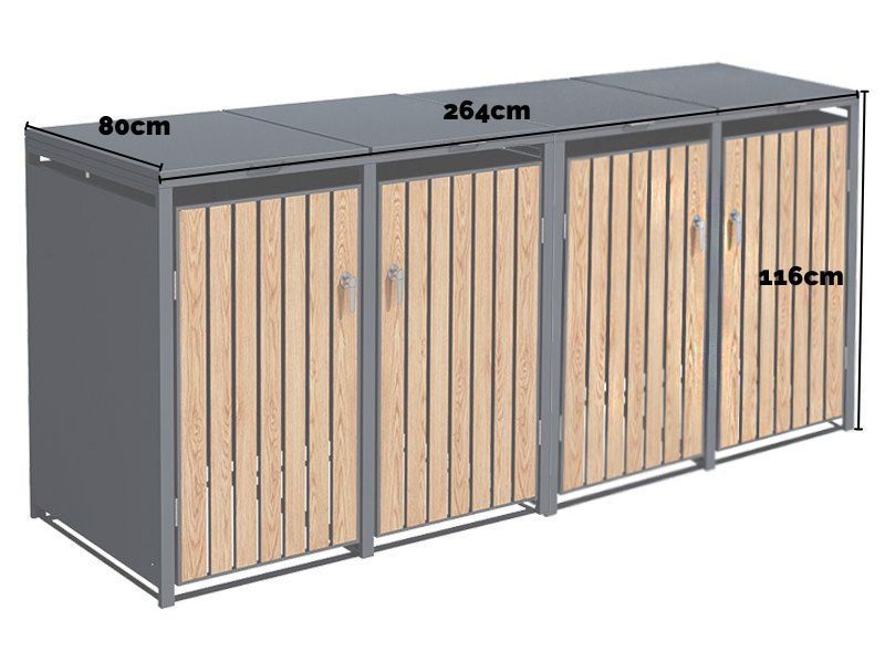 Galvanized Steel Wheelie Bin Cover | Quad Set