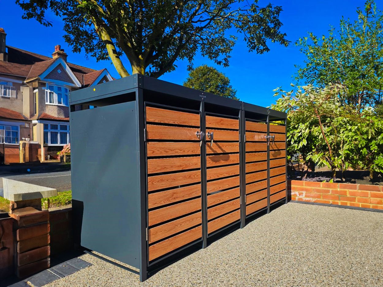 Galvanized Steel Wheelie Bin Cover With Planter | Quad Set