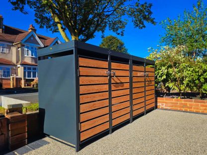Galvanized Steel Wheelie Bin Cover With Planter | Quad Set