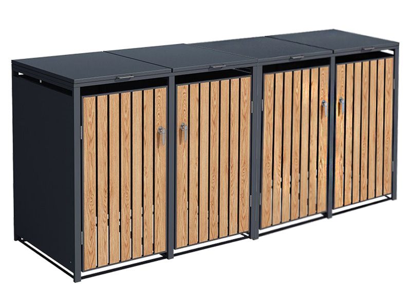 Galvanized Steel Wheelie Bin Cover | Quad Set