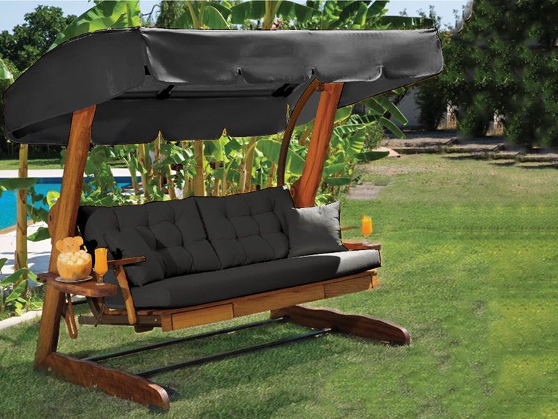Tri Swing Seat 4 Seater | Beige-Garden Furniture Centre-HighRange,Loungers,Swing Seats & Lounge Chairs,Swing Seats-{collection_title}