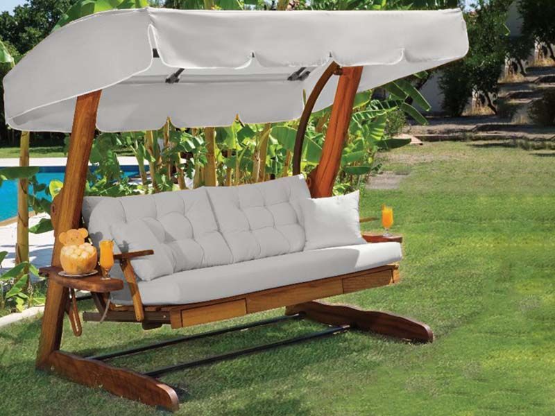 Tri Swing Seat 4 Seater | Beige-Garden Furniture Centre-HighRange,Loungers,Swing Seats & Lounge Chairs,Swing Seats-{collection_title}