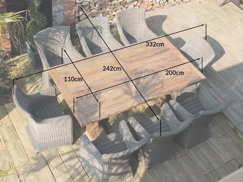 Valencia 8 Chair Dining Set-Garden Furniture Centre-HighRange,Reclaimed Furniture,Rattan,Tables,Dining Set,Teak,Outdoor Furniture,Teak Garden Furniture,Outdoor Dining-{collection_title}