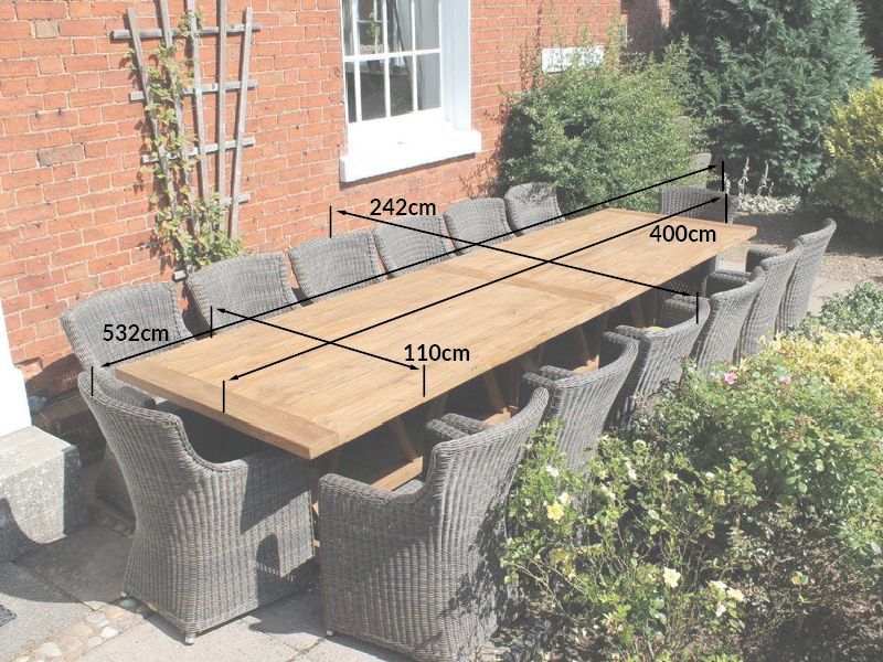 Valencia Teak 14 Chair Dining Set-Garden Furniture Centre-HighRange,Reclaimed Furniture,Rattan,Tables,Dining Set,Teak,Outdoor Dining-{collection_title}