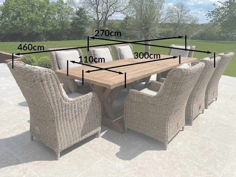 Valencia Willow 8 Chair Dining Set -Garden Furniture Centre-HighRange,Reclaimed Furniture,Rattan,Teak,Tables,Dining Set,Outdoor Dining-{collection_title}