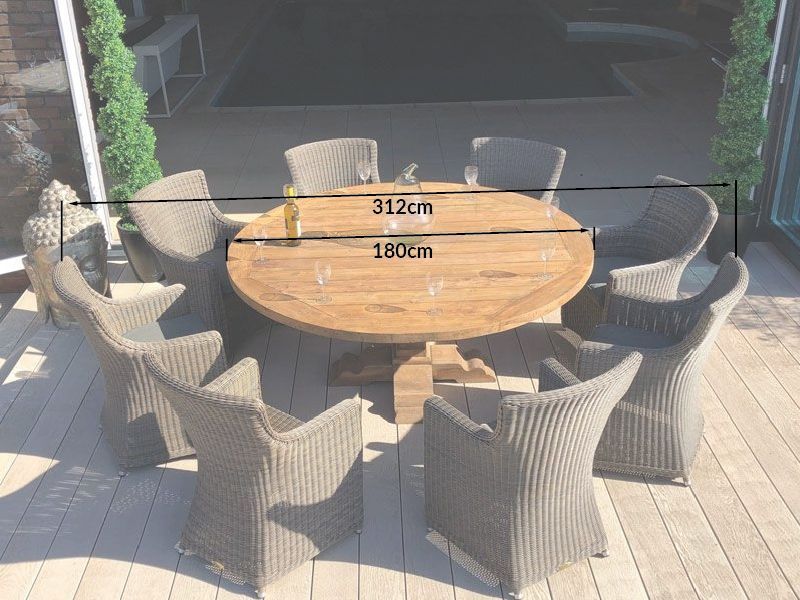 Seville 8 Chair Round Dining Set-Garden Furniture Centre-HighRange,Rattan,Outdoor Dining,Teak,Outdoor Furniture,Rattan Furniture,Outdoor Sale,Autumn & Winter Sale-{collection_title}