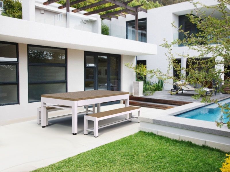 Outdoor Games Diner Table | Tan & White-Garden Furniture Centre-Games Tables,Accessories,HighRange,Tables,Outdoor Furniture,Outdoor Dining-{collection_title}