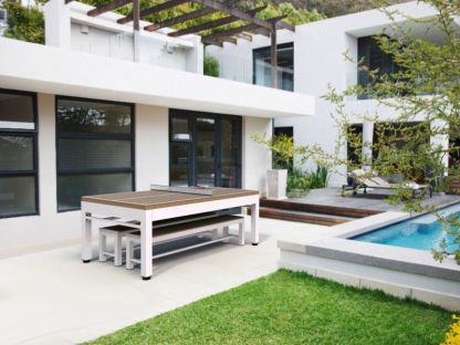 Outdoor Games Diner Table - Tan & White