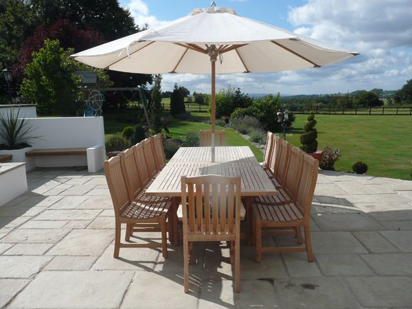 Diamond Teak Parasol 3.5m Diameter-Garden Furniture Centre-48Hour Dispatch,MidInstock,instock,MidRange,Commercial Parasols,Round,Parasols,Stand Alone Parasols Parasols,Stand Alone Parasols-{collection_title}