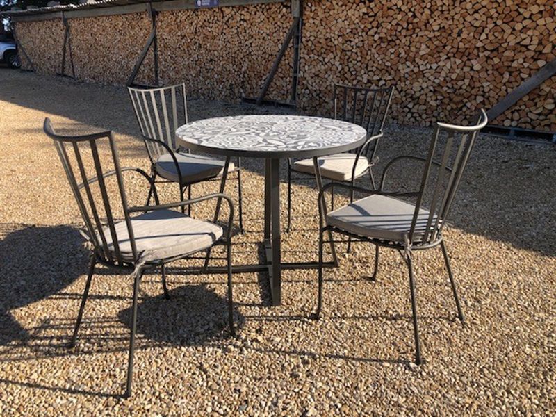 Terrazzo 90cm Table Set -Garden Furniture Centre-MidRange,Metal,Tables,Dining Set,Outdoor Furniture,Metal Furniture,Outdoor Dining,Balcony & Duo Sets-{collection_title}