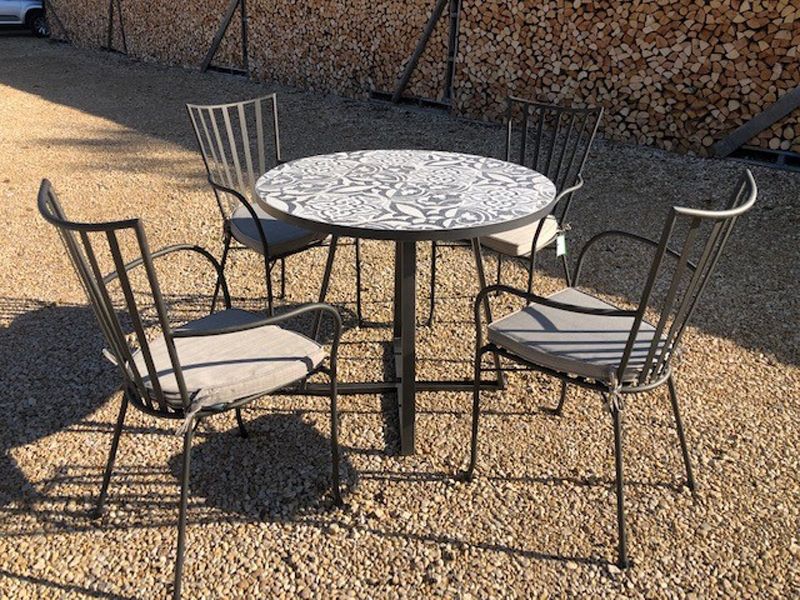 Terrazzo 90cm Table Set -Garden Furniture Centre-MidRange,Metal,Tables,Dining Set,Outdoor Furniture,Metal Furniture,Outdoor Dining,Balcony & Duo Sets-{collection_title}