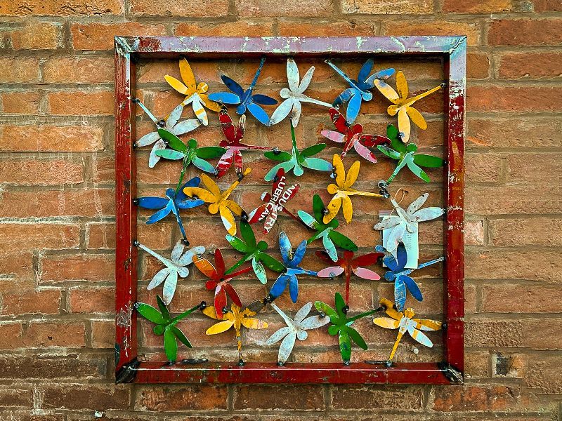 Dragonfly Square Framed Wall Panel