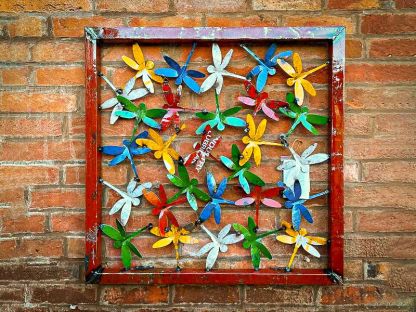 Dragonfly Square Framed Wall Panel