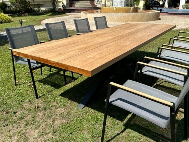 Timor Marbella 8 Chair Dining Set | FSC® Certified -Garden Furniture Centre-HighRange,Metal,Teak,Tables,Dining Set,Metal Furniture,Outdoor Dining,Life Range-{collection_title}