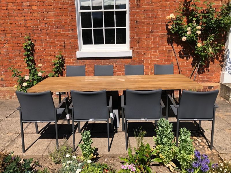 Timor Sense 8 Chair Dining Set Life Range | FSC® Certified -Garden Furniture Centre-HighRange,Metal,Teak,Tables,Dining Set,Metal Furniture,Ranges,Life Range,Outdoor Dining,Spring & Summer Sale,FSC®,Autumn & Winter Sale-{collection_title}