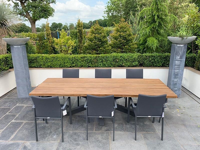 Timor Sense 6 Chair Dining Set Life Range | FSC® Certified-Garden Furniture Centre-HighRange,Metal,Teak,Tables,Dining Set,Metal Furniture,Ranges,Life Range,Outdoor Dining,Spring & Summer Sale,FSC®,Autumn & Winter Sale-{collection_title}