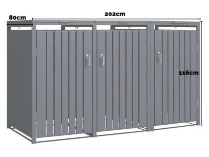 Anthracite Galvanised Steel Wheelie Bin Cover | Triple