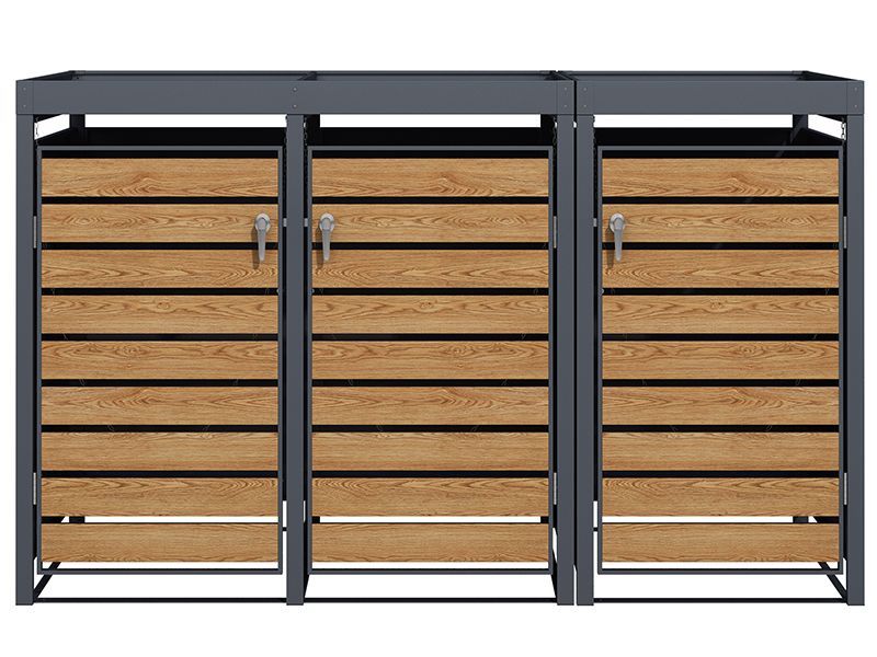 Galvanized Steel Wheelie Bin Cover With Planters | Triple