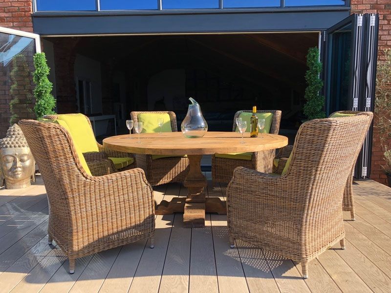 Valencia 6 Chair Round Dining Set-Garden Furniture Centre-HighRange,Reclaimed Furniture,Rattan,Teak,Tables,Dining Set,Outdoor Dining-{collection_title}