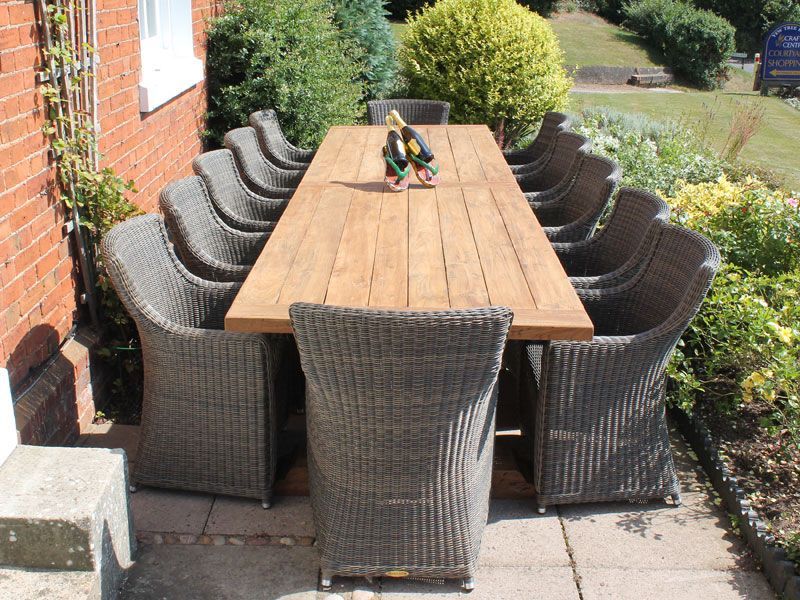 Valencia 12 Chair Dining Set-Garden Furniture Centre-HighRange,Reclaimed Furniture,Rattan,Tables,Dining Set,Teak,Outdoor Dining-{collection_title}