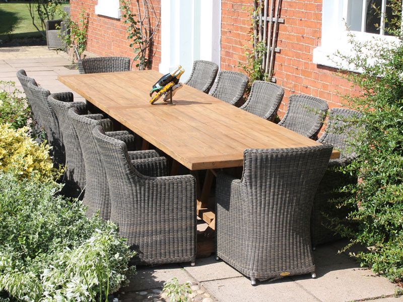 Valencia 12 Chair Dining Set-Garden Furniture Centre-HighRange,Reclaimed Furniture,Rattan,Tables,Dining Set,Teak,Outdoor Dining-{collection_title}