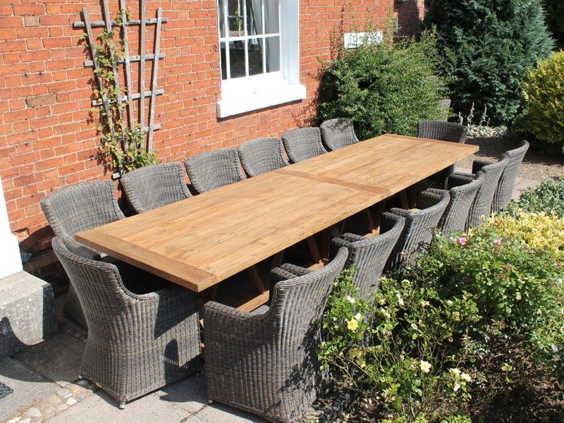 Valencia Teak 14 Chair Dining Set-Garden Furniture Centre-HighRange,Reclaimed Furniture,Rattan,Tables,Dining Set,Teak,Outdoor Dining-{collection_title}