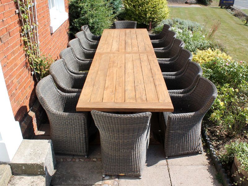 Valencia Teak 14 Chair Dining Set-Garden Furniture Centre-HighRange,Reclaimed Furniture,Rattan,Tables,Dining Set,Teak,Outdoor Dining-{collection_title}