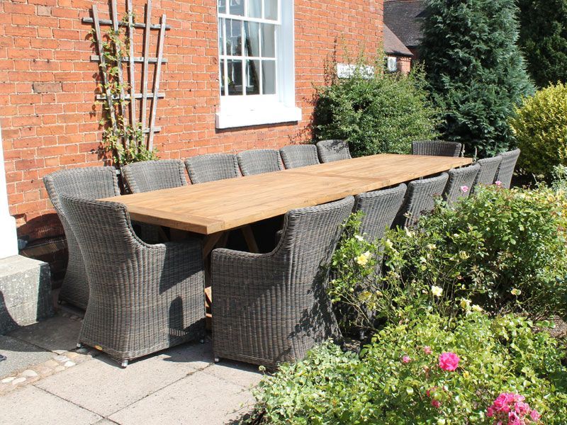 Valencia Teak 14 Chair Dining Set-Garden Furniture Centre-HighRange,Reclaimed Furniture,Rattan,Tables,Dining Set,Teak,Outdoor Dining-{collection_title}