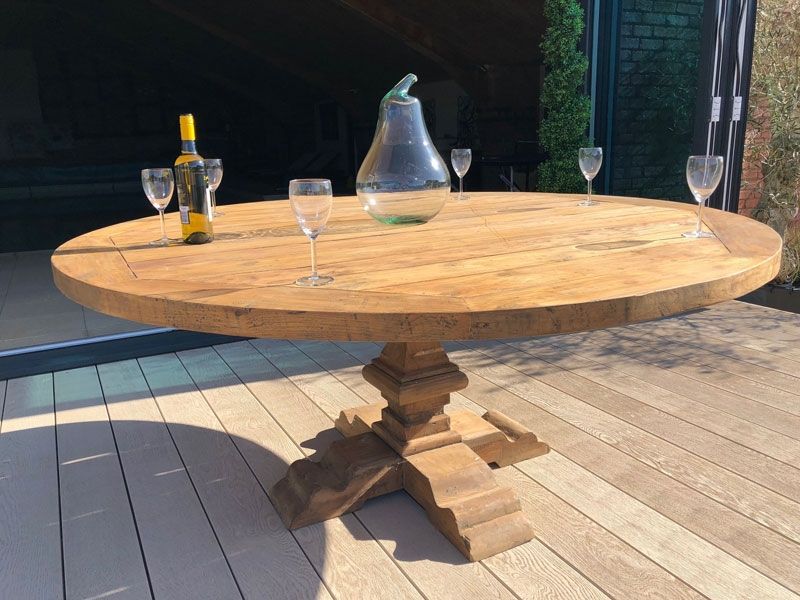 Valencia Round Table 1.8m -Garden Furniture Centre-Indoor Dining,HighRange,Dining Table,Outdoor Dining,Outdoor Furniture,Teak Garden Furniture,Reclaimed Furniture,Teak,Tables,Teak Tables-{collection_title}