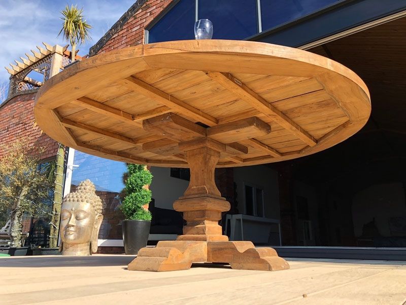 Valencia Round Table 1.8m -Garden Furniture Centre-Indoor Dining,HighRange,Dining Table,Outdoor Dining,Outdoor Furniture,Teak Garden Furniture,Reclaimed Furniture,Teak,Tables,Teak Tables-{collection_title}
