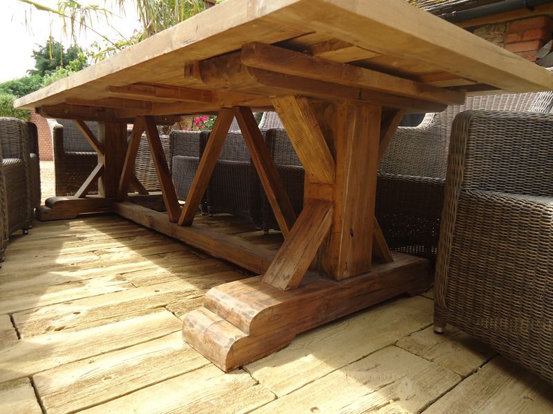 Valencia Dining Table 2.4m | Ex-Display Goodwood Revival-Garden Furniture Centre-Indoor Dining,HighRange,Dining Table,Outdoor Furniture,Teak Garden Furniture,Reclaimed Furniture,Outdoor Dining,Teak,Tables,Teak Tables,Trade Show ExDis,Ex-Display,Sale-{collection_title}