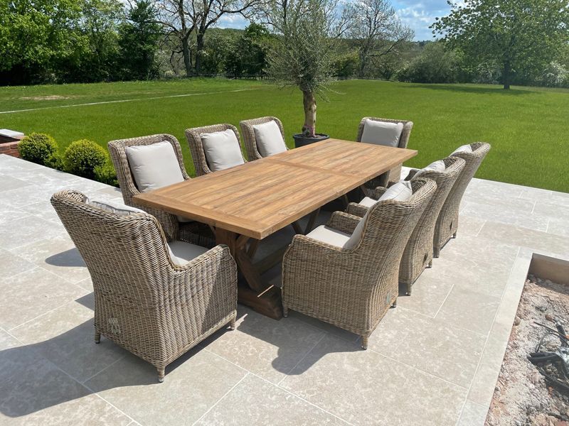 Valencia Willow 8 Chair Dining Set -Garden Furniture Centre-HighRange,Reclaimed Furniture,Rattan,Teak,Tables,Dining Set,Outdoor Dining-{collection_title}