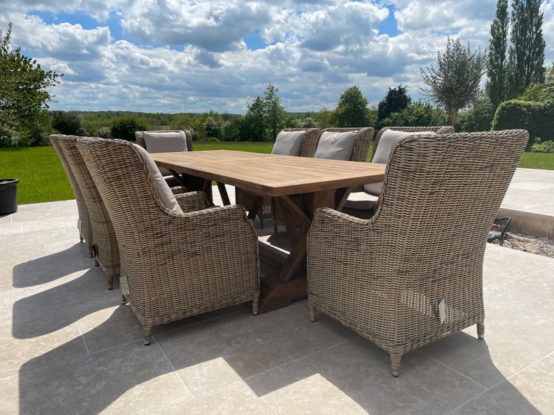 Valencia Willow 8 Chair Dining Set -Garden Furniture Centre-HighRange,Reclaimed Furniture,Rattan,Teak,Tables,Dining Set,Outdoor Dining-{collection_title}