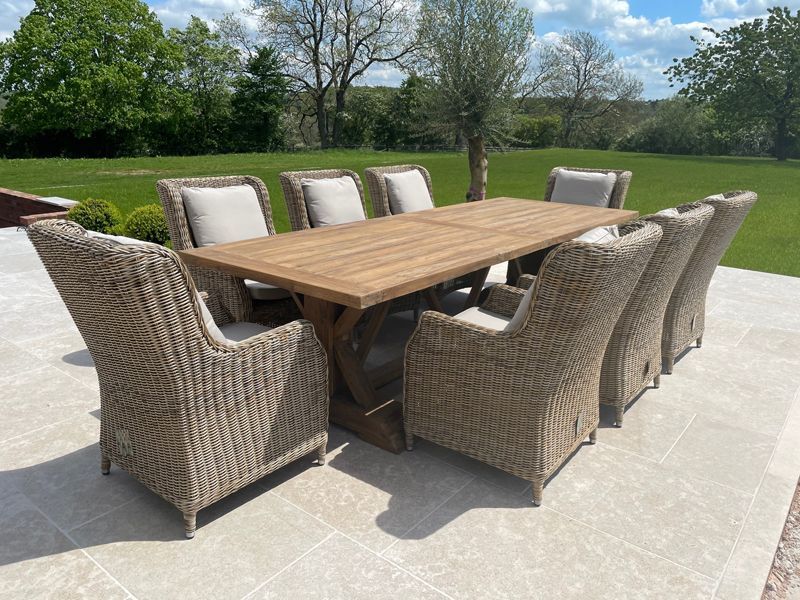 Valencia Willow 8 Chair Dining Set -Garden Furniture Centre-HighRange,Reclaimed Furniture,Rattan,Teak,Tables,Dining Set,Outdoor Dining-{collection_title}