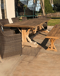 Valencia Teak Bench and Chair Set-Garden Furniture Centre-HighRange,Rattan,Teak,Tables,Dining Set,Outdoor Dining,Reclaimed Furniture-{collection_title}