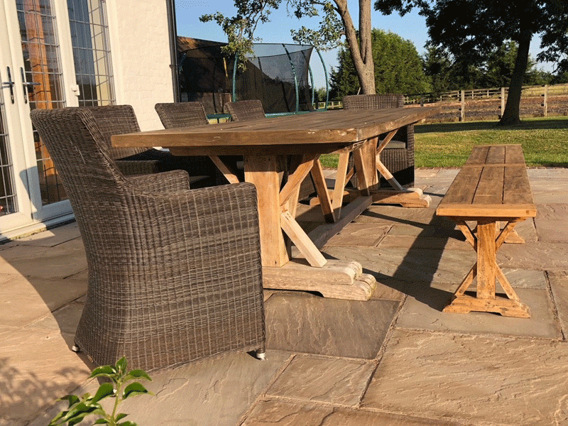 Valencia Teak Bench and Chair Set-Garden Furniture Centre-HighRange,Rattan,Teak,Tables,Dining Set,Outdoor Dining,Reclaimed Furniture-{collection_title}