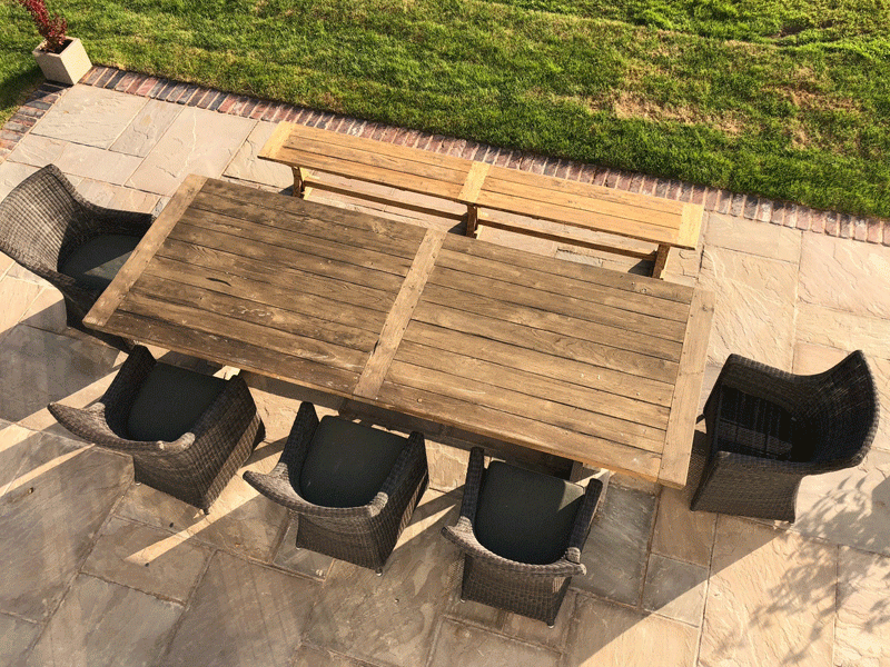 Valencia Teak Bench and Chair Set-Garden Furniture Centre-HighRange,Rattan,Teak,Tables,Dining Set,Outdoor Dining,Reclaimed Furniture-{collection_title}