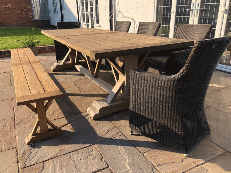 Valencia Teak Bench and Chair Set-Garden Furniture Centre-HighRange,Rattan,Teak,Tables,Dining Set,Outdoor Dining,Reclaimed Furniture-{collection_title}