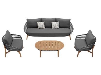 Vasca Rope 3 Seater Sofa Set | Dark Grey