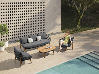 Vasca Rope 3 Seater Sofa Set | Dark Grey