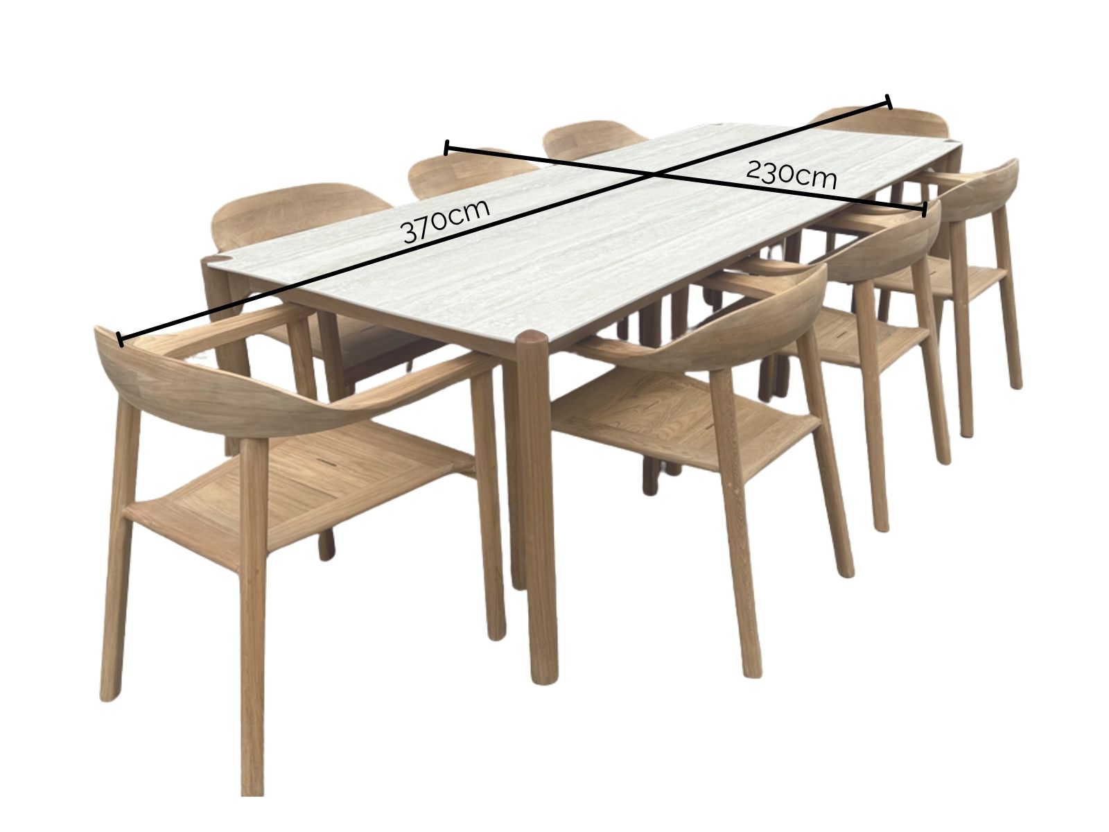 Veluta Teak Dining Set 2.4m | FSC® Certified