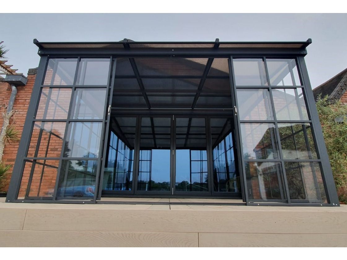 Four Seasons Wall Screen House 3 x 4.8M-Garden Furniture Centre-HighRange,Wall Mounted,Gazebos,Metal Gazebos,All Seasons Gazebos,Wall Mounted Gazebos,All Seasons Gazebo Range,Garden Rooms Gazebos,All Seasons Range,Screenhouse-{collection_title}