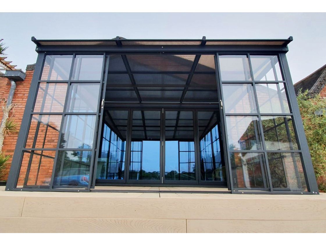 Four Seasons Wall Screen House 3 x 4.8M-Garden Furniture Centre-HighRange,Wall Mounted,Gazebos,Metal Gazebos,All Seasons Gazebos,Wall Mounted Gazebos,All Seasons Gazebo Range,Garden Rooms Gazebos,All Seasons Range,Screenhouse-{collection_title}