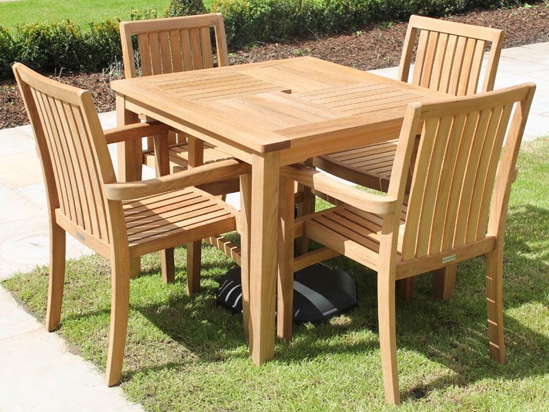 Warwick Square Table Set | FSC® Certified -Garden Furniture Centre-HighRange,Tables,Dining Set,Teak,Outdoor Furniture,Teak Garden Furniture,Outdoor Dining,Autumn & Winter Sale-{collection_title}