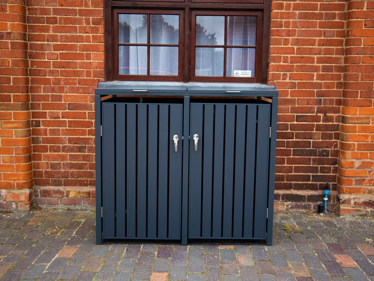 Anthracite Galvanized Steel Wheelie Bin Cover | Double