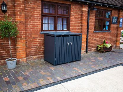 Anthracite Galvanized Steel Wheelie Bin Cover | Double