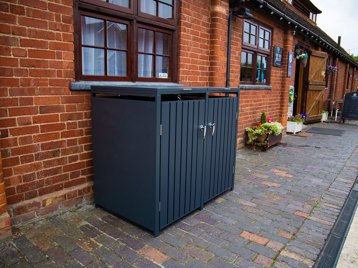 Anthracite Galvanized Steel Wheelie Bin Cover | Double