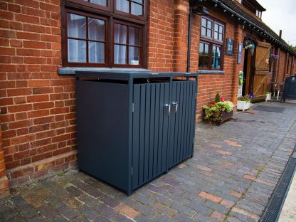 Anthracite Galvanized Steel Wheelie Bin Cover | Double