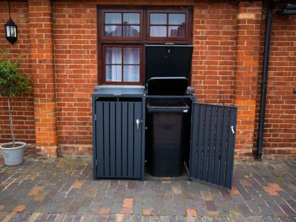 Anthracite Galvanized Steel Wheelie Bin Cover | Double
