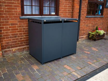 Anthracite Galvanized Steel Wheelie Bin Cover | Double
